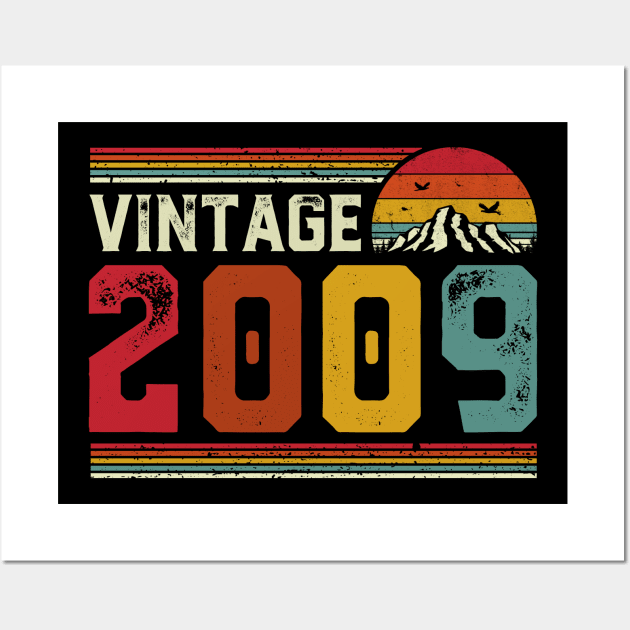 Vintage 2009 Birthday Gift Retro Style Wall Art by Foatui